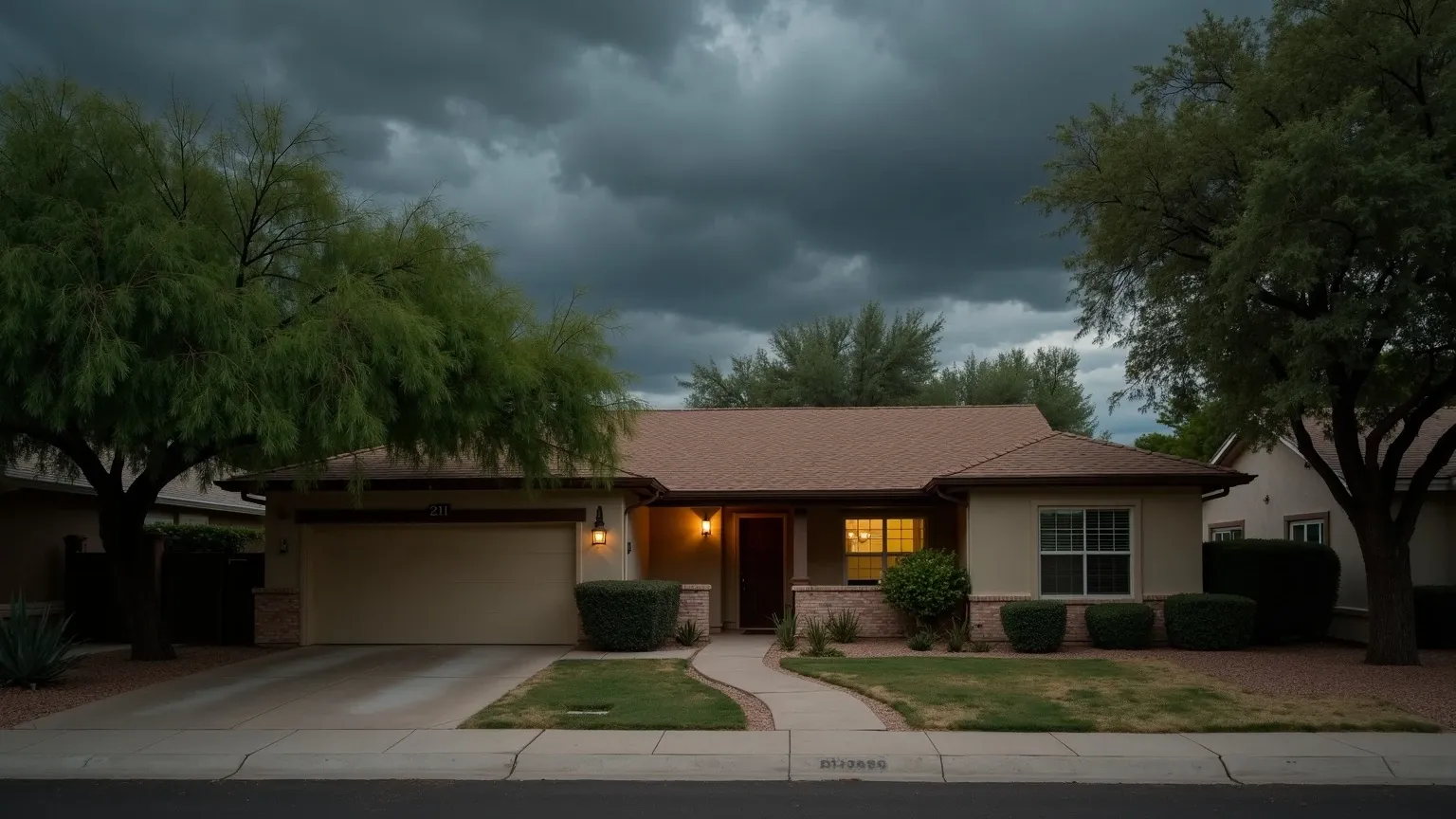 A Tempe home with a flat, low-slope roof prone to monsoon water intrusion and attic mold.